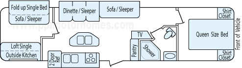 35' 2013 Forest River Wildwood w/3 Slides - Bunk House Floorplan