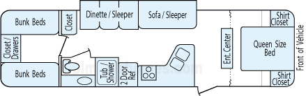 33' 2012 Heartland Trail Runner w/Slide - Bunk House Floorplan