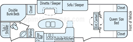 34' 2013 Aljo Joey Select w/2 Slides - Bunk House Floorplan