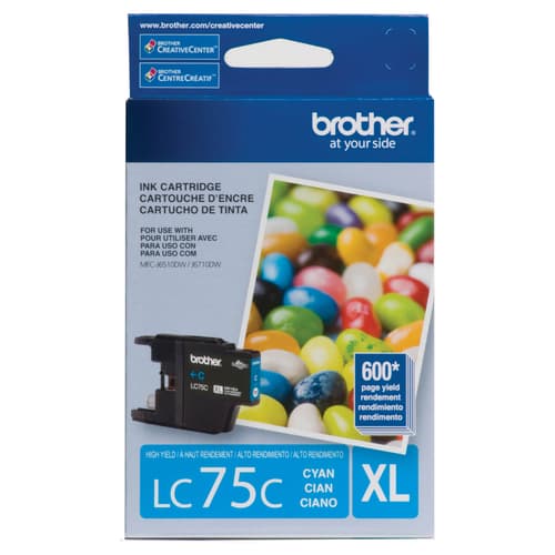 Brother LC75YS Innobella  Cyan Ink Cartridge, High Yield (XL Series)