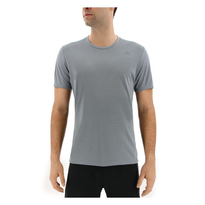 Adidas Men&#39;s Response Short Sleeve Running Shirt Front Grey