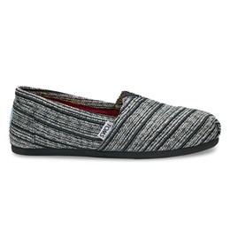 Toms Women's Silver Metallic Stripe Seasonal Classic Slip-on Shoes