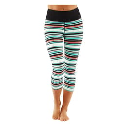 Manduka Women's Essential Capri Leggings Jade Variegated Stripe