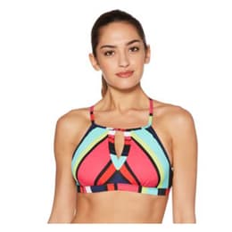 Jag Sport Women's Colorful Stripe High Neck Bikini Top