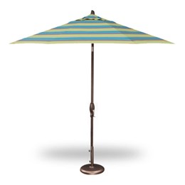 Treasure Garden 9' Auto Tilt Umbrella - Bronze with Astoria Lagoon Stripe