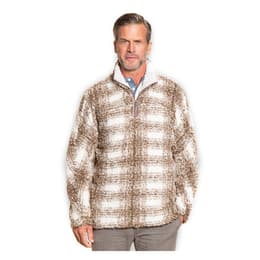 True Grit Men's Big Plaid Frosty Tipped Pile 1/4 Zip Sweater