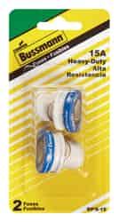 Bussmann 15 amps 125 volts Plastic Plug Fuse 2 pk