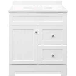 Continental Cabinets Edgewater Single White Vanity Combo 33-1/2 in. H x 30 in. W x 18 in. D