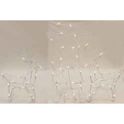 Sienna Lighted 2D Santa and Deer Silhouette White Metal 1 pk