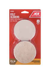 Ace Felt/Plastic Floor Slide Beige Round 3-1/2 in. W x 3-1/2 in. L 8 pk