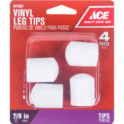 Ace Vinyl Leg Tip White Round 7/8 in. W 4 pk