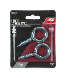 Ace 3/8 in. Dia. x 2-7/8 in. L Zinc-Plated Steel Screw Eye 250 lb. 2 pk