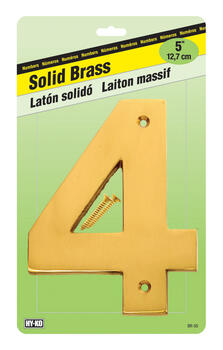 Hy-Ko Brass Brass Plated 4 Number Nail-On 5 in.