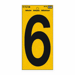 Hy-Ko 5 in. Vinyl Black 6 Self-Adhesive Reflective Number