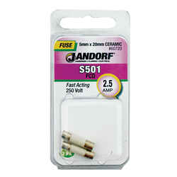 Jandorf S501 2.5 amps 250 volt Ceramic Fast Acting Fuse 2 pk