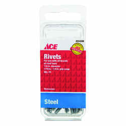 Ace 1/8 L 1/8 Steel Rivets 25 pk Silver