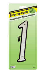 Hy-Ko 4 in. Reflective White Plastic Nail-On Number 1 1 pc.