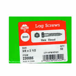 HILLMAN 2-1/2 in. L x 3/8 in. Hex Steel Lag Screw 50 pk