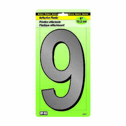 Hy-Ko 6 in. Reflective Black 9 Number Nail-On Plastic