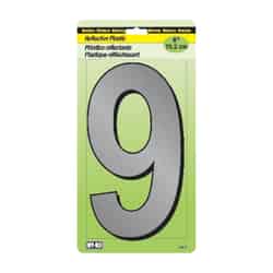 Hy-Ko 6 in. Reflective Black 9 Number Nail-On Plastic