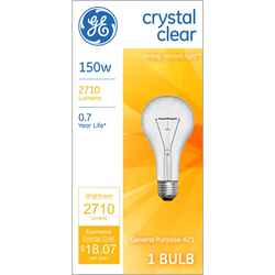 GE Lighting 150 watts A21 Incandescent Bulb 2710 lumens White A-Line 1 pk