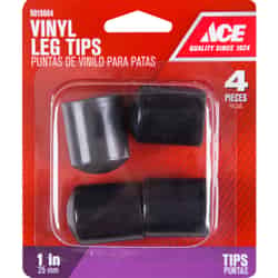 Ace Vinyl Leg Tip Black Round 1 in. W 4 pk