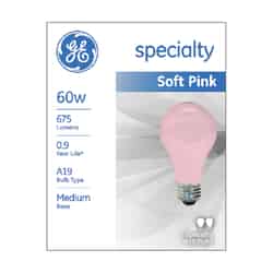 GE Lighting 60 watts A19 Incandescent Bulb 675 lumens Pink A-Line 2 pk