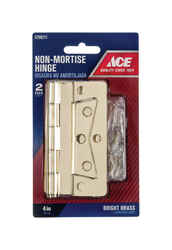 Ace 3.75 in. W x 4 in. L Bright Brass Brass Non-Mortise Hinge 2 pk