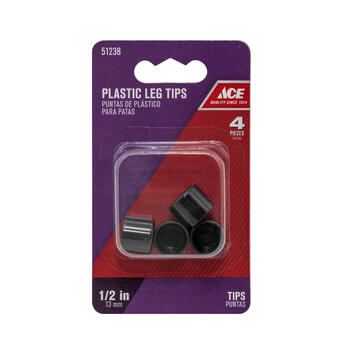 Ace Plastic Leg Tip Black Round 1/2 in. W 4 pk