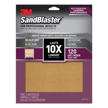 3M SandBlaster 11 in. L X 9 in. W 120 Grit Ceramic Sandpaper 4 pk