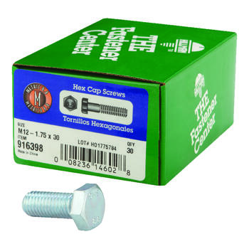 HILLMAN M12-1.75 mm Dia. x 30 mm L Heat Treated Steel Hex Head Cap Screw 30 box
