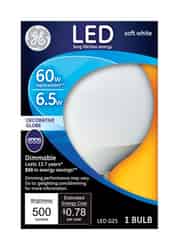 GE Lighting 6.5 watts G25 LED Bulb 500 lumens Soft White Globe 60 Watt Equivalence
