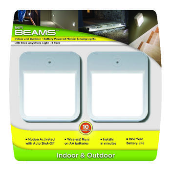 Mr. Beams White Battery Powered LED Puck Light 2 pk