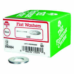 HILLMAN Zinc-Plated Stainless Steel 1/2 in. SAE Flat Washer 50 pk
