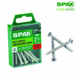 SPAX No. 10 x 2-1/2 in. L Phillips/Square Flat Zinc-Plated Steel Multi-Purpose Screw 12 each