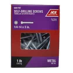 Ace 3 in. L x 1/4-14 Sizes Hex Washer Head Steel Self- Drilling Screws 1 lb. Zinc-Plated Hex