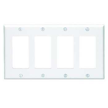 Leviton White 4 gang GFCI/Rocker Wall Plate 1 pk Plastic