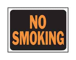 Hy-Ko Hy-Glo English Black No Smoking Sign 8.5 in. H x 12 in. W
