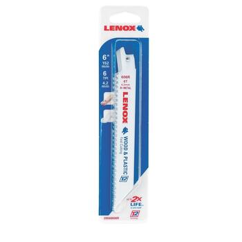 Lenox 3/4 in. W x 6 in. L Bi-Metal Reciprocating Saw Blade 6 TPI 1 pk