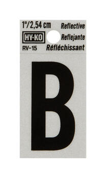 Hy-Ko Reflective Vinyl 1 in. Black Self-Adhesive B Letter