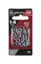 Ace 3/32 in. Dia. x 5/8 in. L Zinc-Plated Steel Screw Eye 20 lb. capacity 14 pk