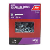 Ace 6-20 Sizes x 3/4 in. L Hex Hex Washer Head Zinc-Plated Steel Self- Drilling Screws 1 lb.