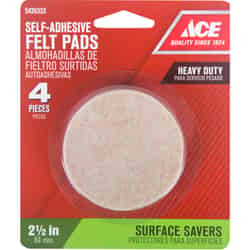 Ace Felt Self Adhesive Pad Brown Round 2-1/2 in. W 4 pk