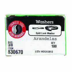 HILLMAN Stainless Steel 3/8 in. Dia. 100 each Split Lock Washer