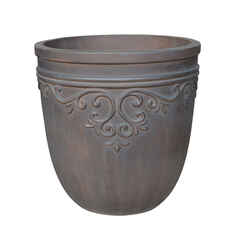 Southern Patio GRC 14-1/2 in. H x 14 in. W Brown Cement Round Midrise Planter
