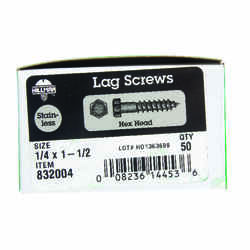 HILLMAN 1-1/2 in. L x 1/4 in. Hex Stainless Steel Lag Screw 50 pk
