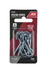 Ace Small Zinc-Plated Steel 1.6875 in. L Ceiling Hook 8 pk 25 lb. Silver