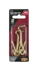 Ace Small Polished Brass Green Brass 2.5 in. L Hook and Eye 2 pk
