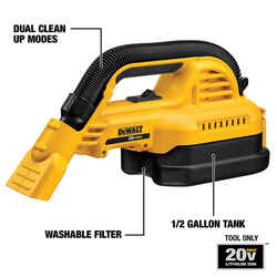 DeWalt Max 1/2 gal Cordless Portable Wet/Dry Vacuum 20 V