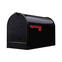 Gibraltar Galvanized Steel Post Mounted Mailbox Black 11-1/2 in. W x 15 in. H x 23-1/2 in. L x